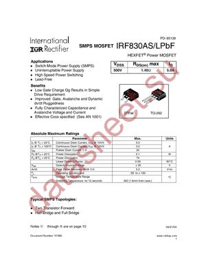 IRF830ASTRLPBF datasheet  